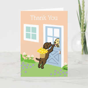 Chocolade Labrador Narcissen Lente Dank u Kaart