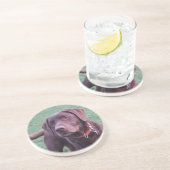 Chocolade Labrador onderzetter (Zijkant)