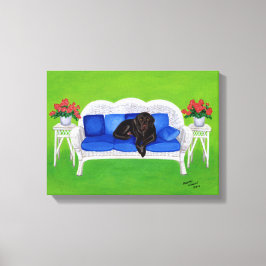 Chocolade labrador op de bank kunstwerk canvas afdruk