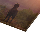 Chocolade Labrador op de Sunset Chopping Board Snijplank (Hoek)