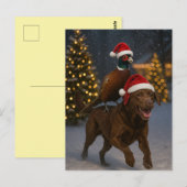 Chocolade Labrador & Patrijs Kerstkaart Briefkaart (Voorkant / Achterkant)