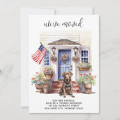 Chocolade labrador patriottische aangepaste hond v aankondiging (Voorkant)