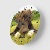 Chocolade Labrador Personalized Large Clock Ronde Klok (Hoek)