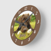 Chocolade Labrador Personalized Large Clock Ronde Klok (Hoek)