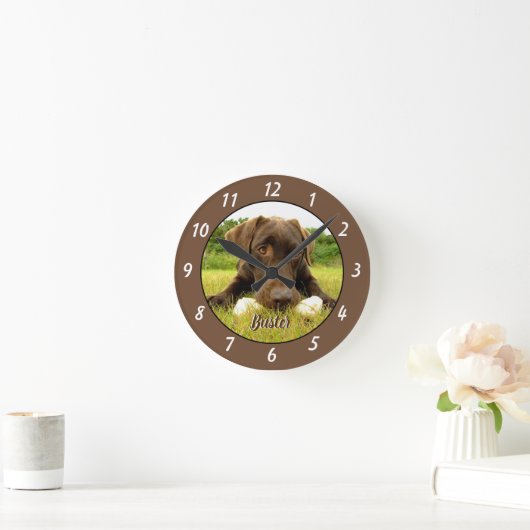 Chocolade Labrador Personalized Large Clock Ronde Klok (Huis)