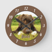 Chocolade Labrador Personalized Large Clock Ronde Klok (Voorkant)