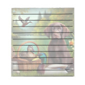 Chocolade Labrador Puppy bij een meer met eenden Notitieblok (Voorkant)