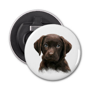 Chocolade Labrador Puppy Button Flesopener