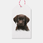 Chocolade Labrador Puppy Cadeaulabel (Voorkant)