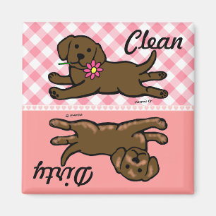 Chocolade Labrador Puppy Clean/Dirty Dishwasmachin Magneet