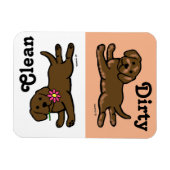 Chocolade Labrador Puppy Clean/Dirty Magneet (Horizontaal)