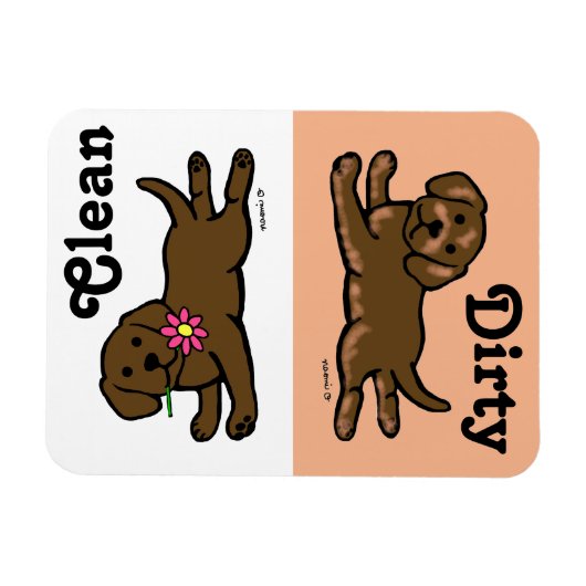 Chocolade Labrador Puppy Clean/Dirty Magneet (Horizontaal)