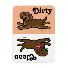 Chocolade Labrador Puppy Clean/Dirty Magneet