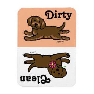Chocolade Labrador Puppy Clean/Dirty Magneet