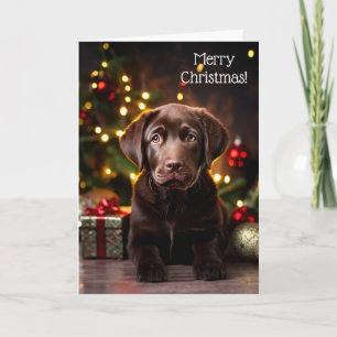 Chocolade Labrador Puppy Dog Kerst Kaart
