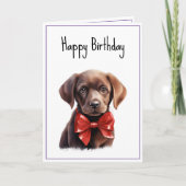 Chocolade Labrador Puppy Dog Verjaardag Kaart (Voorkant)