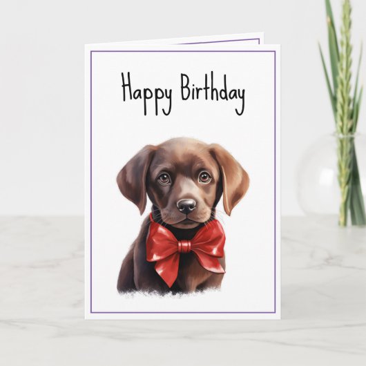 Chocolade Labrador Puppy Dog Verjaardag Kaart (Voorkant)