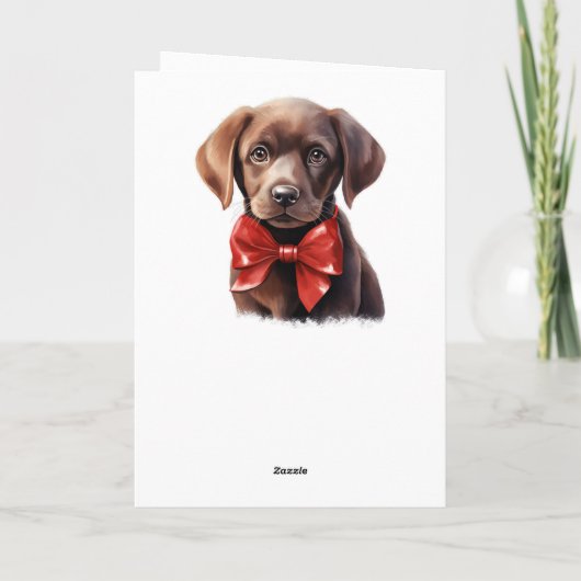 Chocolade Labrador Puppy Dog Verjaardagsnaam Kaart (Achterkant)