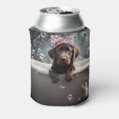Chocolade Labrador Puppy Honden Spa Schattig Blikjeskoeler (Blikje Achterkant)