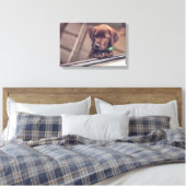 chocolade labrador puppy in auto canvas afdruk (Insitu (Slaapkamer))