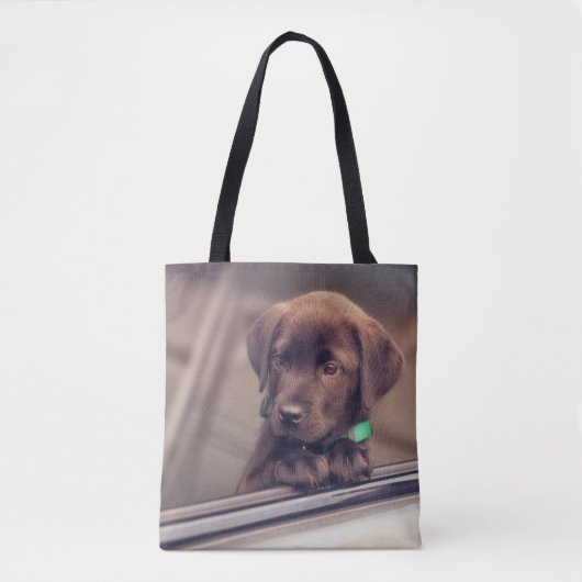 chocolade labrador puppy in auto tote bag (Voorkant)