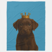 Chocolade Labrador Puppy in Gouden Kroon Schattige Fleece Deken (Voorkant)