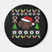 Chocolade Labrador Puppy Kerstman Oversized Magneet (Voorkant)