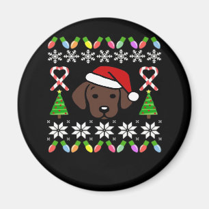 Chocolade Labrador Puppy Kerstman Oversized Magneet