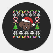 Chocolade Labrador Puppy Kerstman Oversized Ronde Sticker (Voorkant)