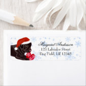 Chocolade Labrador Puppy Kerstmis Blauw Sneeuwvlok Etiket (Insitu)