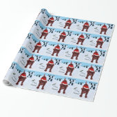 Chocolade Labrador Puppy & kerstmis Cadeaupapier (Uitgerold)