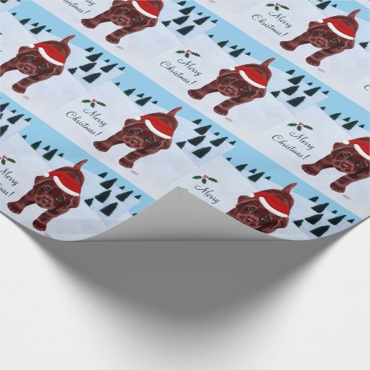Chocolade Labrador Puppy & kerstmis Cadeaupapier (Hoek)