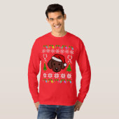 Chocolade Labrador Puppy Kerstpatroon T-shirt (Voorkant volledig)