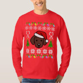 Chocolade Labrador Puppy Kerstpatroon T-shirt (Voorkant)