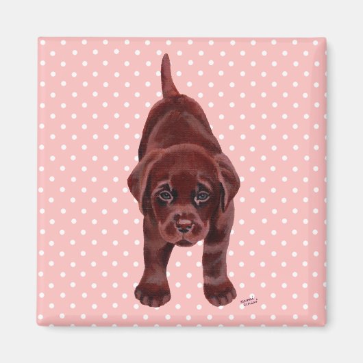 Chocolade Labrador Puppy Magneet (Voorkant)