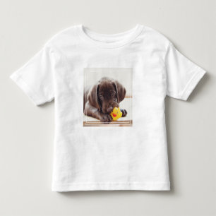 Chocolade Labrador Puppy met Speelgoed Duck Kinder Shirts