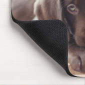 Chocolade Labrador Puppy met Speelgoed Duck Muismat (Hoek)