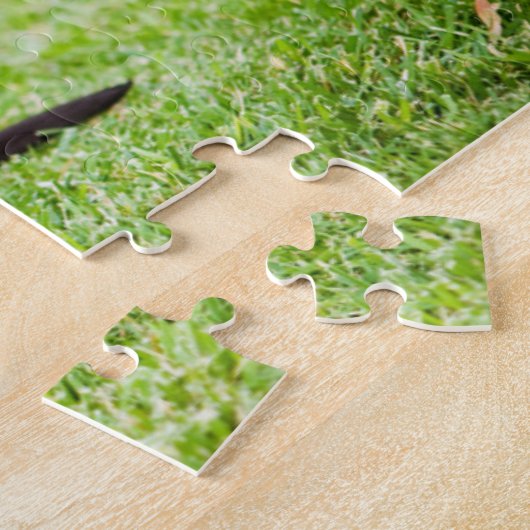 chocolade labrador puppy met tennisbal legpuzzel (Zijkant)