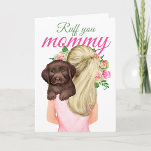 Chocolade Labrador Puppy met vrouw Ruff je mama Kaart