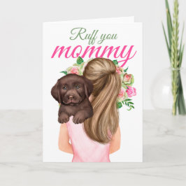 Chocolade Labrador Puppy met vrouw Ruff je mama Kaart