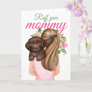 Chocolade Labrador Puppy met vrouw Ruff je mama Kaart