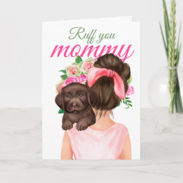 Chocolade Labrador Puppy met vrouw Ruff je mama Kaart