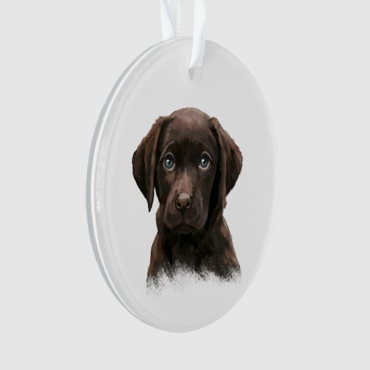 Chocolade Labrador Puppy Ornament (voorkant)