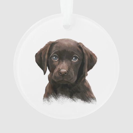 Chocolade Labrador Puppy Ornament (achterkant)