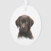 Chocolade Labrador Puppy Ornament (voorkant)