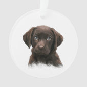 Chocolade Labrador Puppy Ornament (voorkant)
