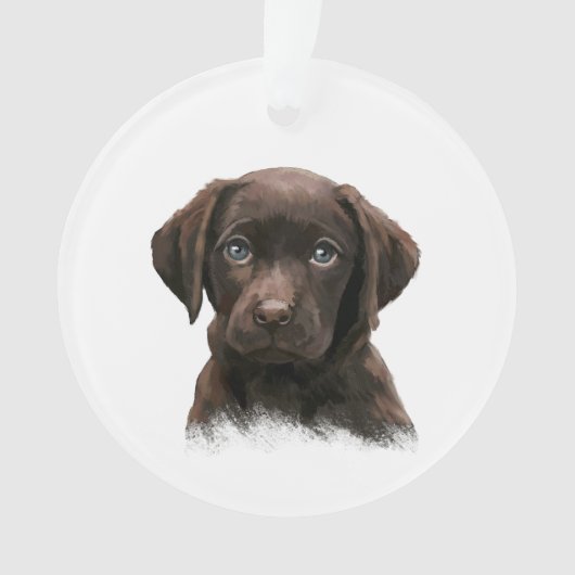 Chocolade Labrador Puppy Ornament (voorkant)