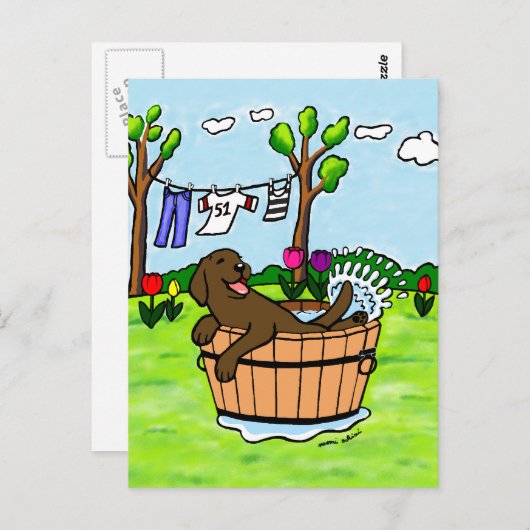 Chocolade Labrador Puppy Pool Briefkaart (Voorkant / Achterkant)