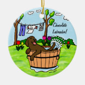 Chocolade Labrador Puppy Pool Keramisch Ornament (Voorkant)