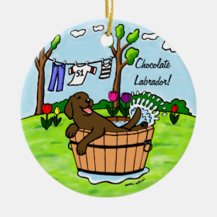 Chocolade Labrador Puppy Pool Keramisch Ornament